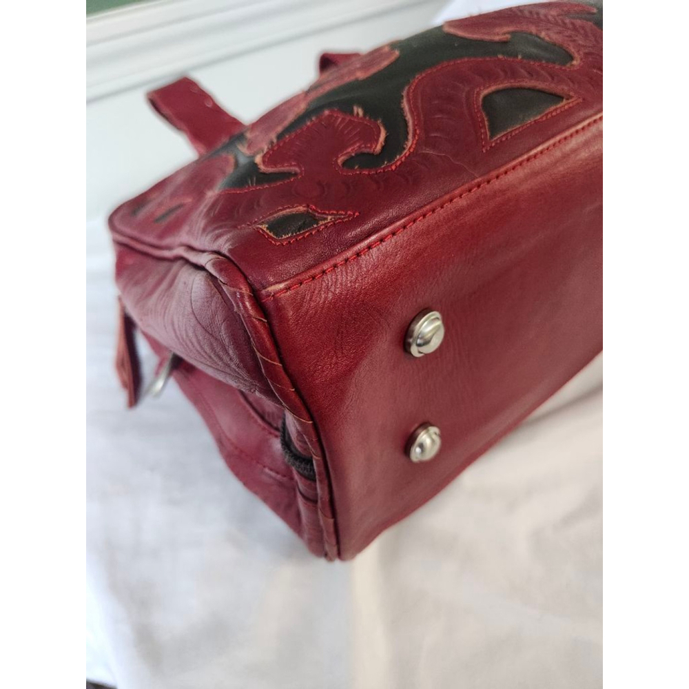 LABRADO LEATHER Satchel Red and Dark Brown - Picture 7 of 13